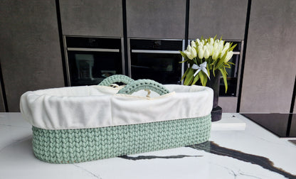 Crochet Moses Basket -Single Colour