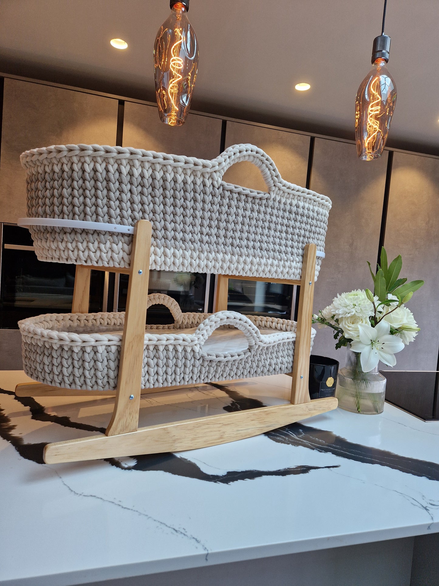 Crochet Moses Basket - Two Tone