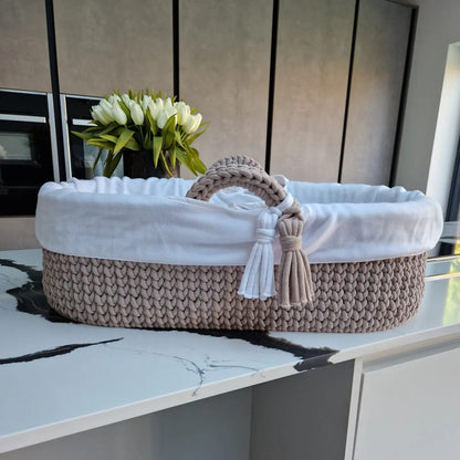 Crochet Moses Basket -Single Colour