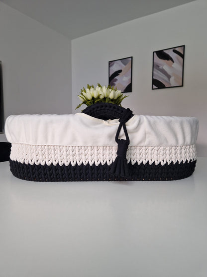 Crochet Moses Basket - Two Tone