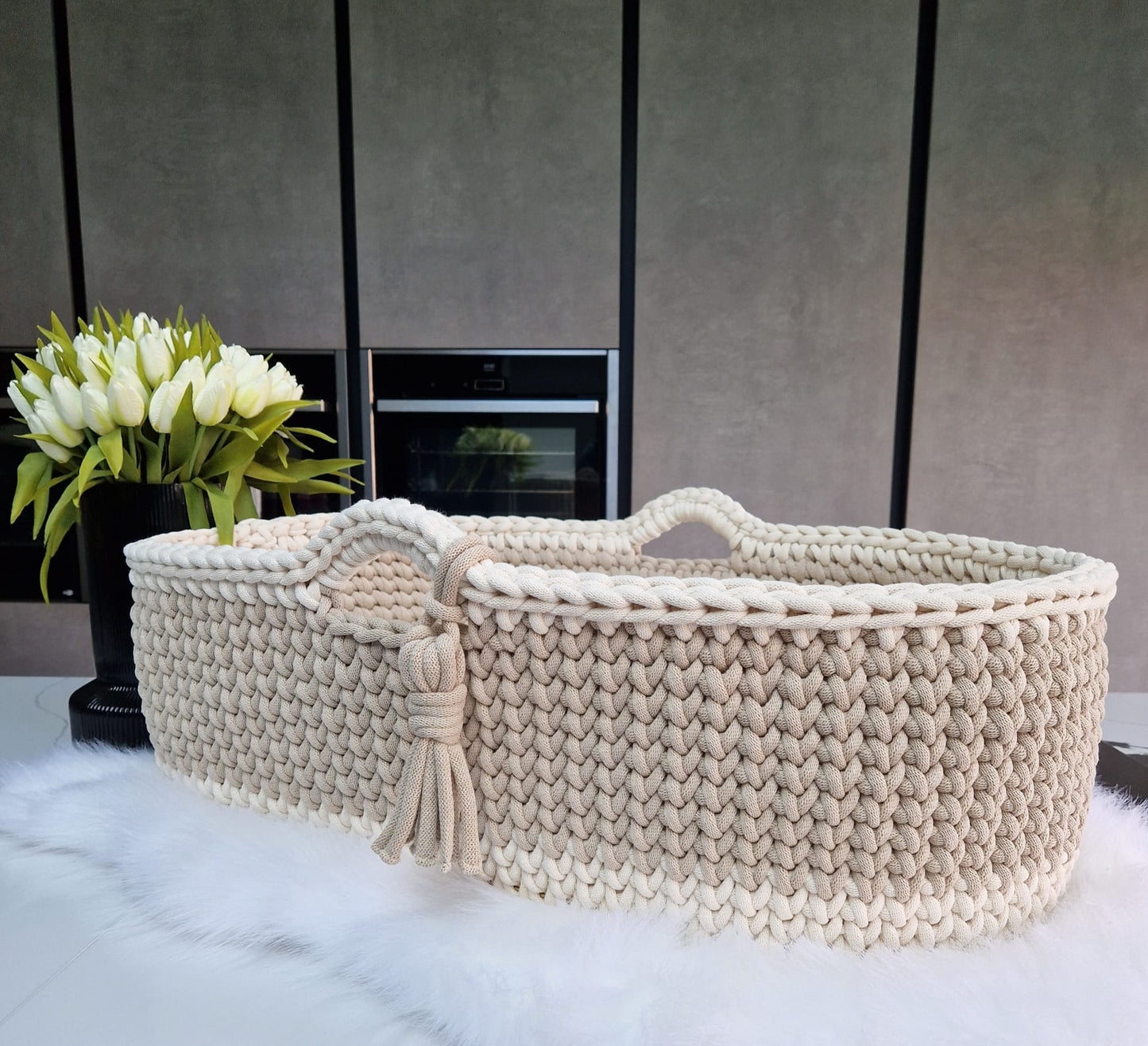 Crochet Moses Basket - Two Tone